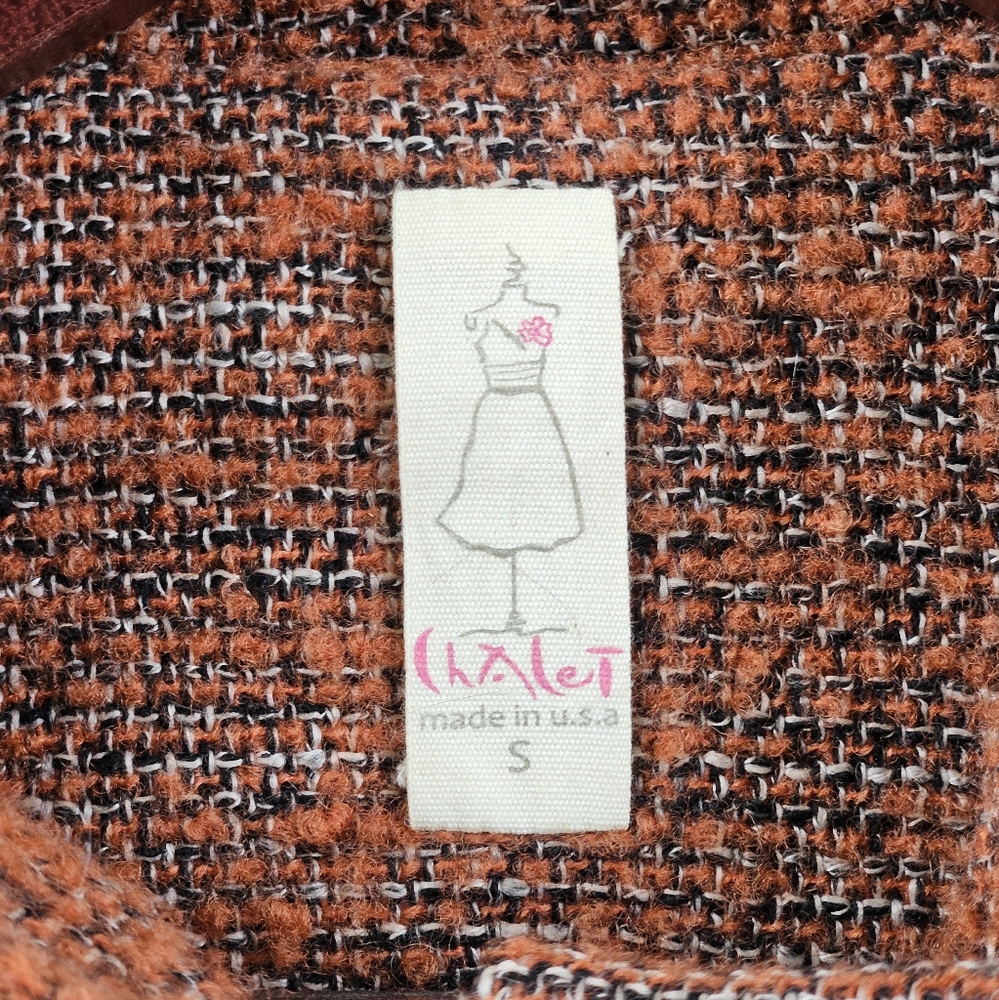 Chalet orange and black tweed coat size small - Picture 3 of 5